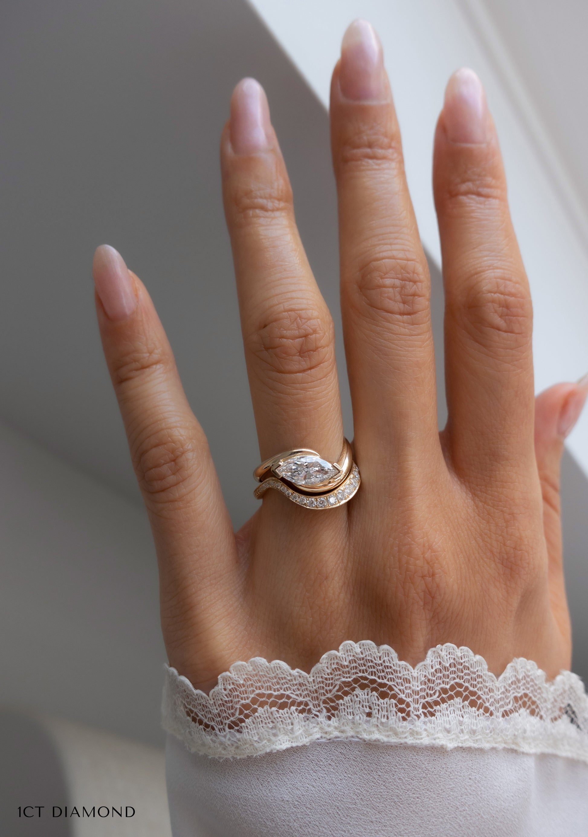 Solitaire Rapture V Prong & Pave Band- 2 CT Marquise Lab Grown Diamond Bridal SetSolitaire Rapture V Prong & Pave Band- 2 CT Marquise Lab Grown Diamond Bridal Set - Detail view