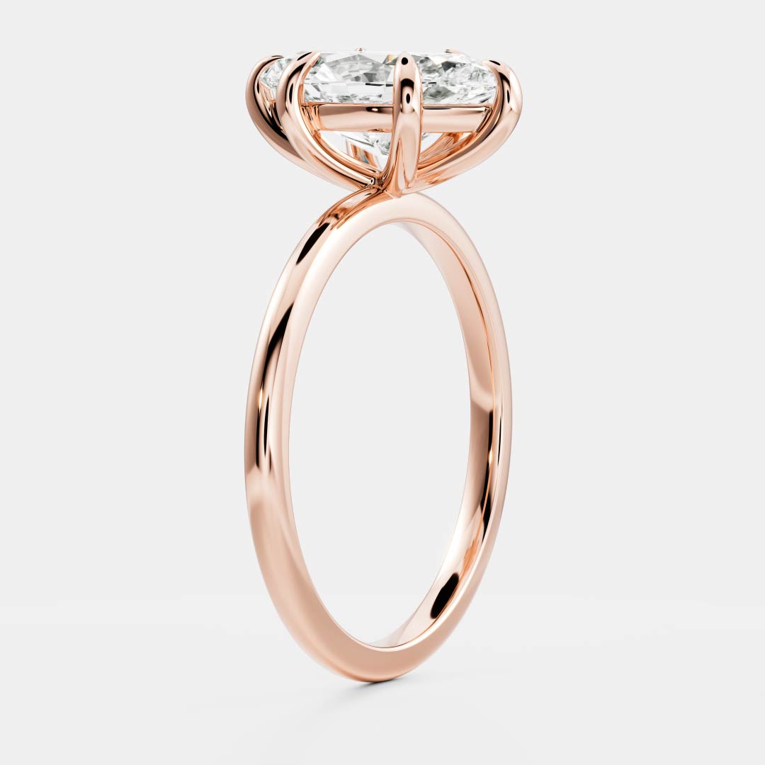 Solitaire Six Prong- 2.4 CT Marquise Moissanite Engagement RingSolitaire Six Prong- 2.4 CT Marquise Moissanite Engagement Ring - Side view