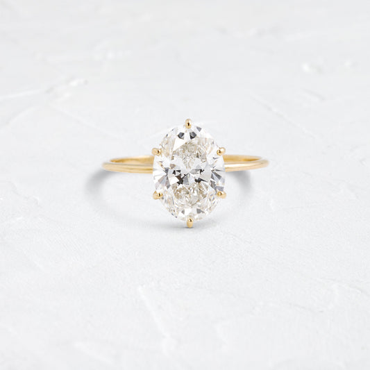 Solitaire Six Prong-Oval Lab Grown Diamond Engagement Ring - Front view