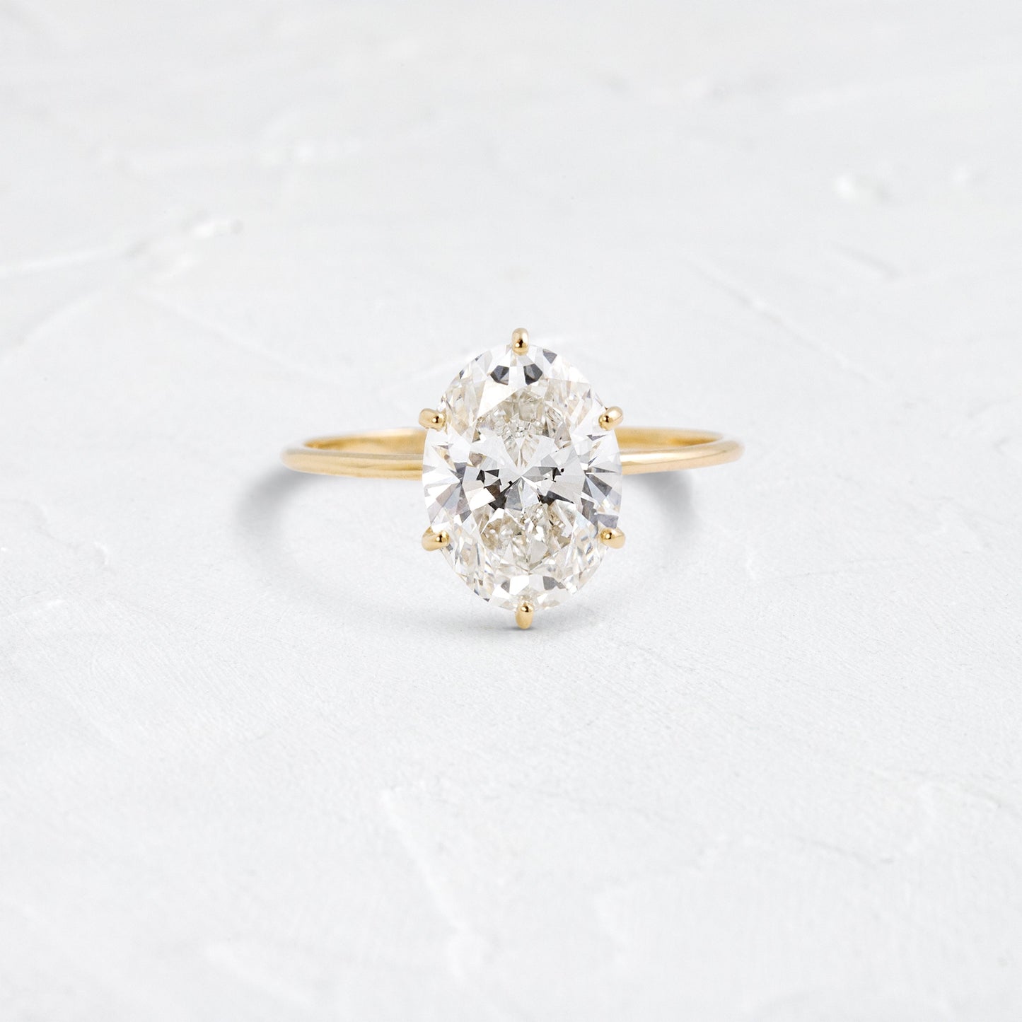 Solitaire Six Prong-Oval Lab Grown Diamond Engagement Ring - Front view