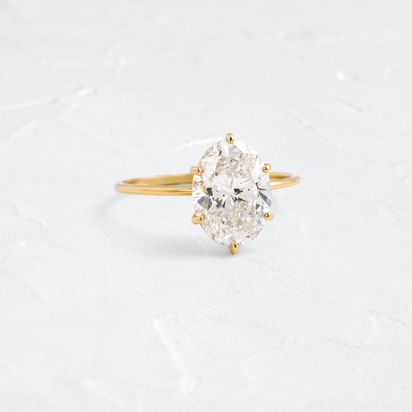 Solitaire Six Prong-Oval Lab Grown Diamond Engagement Ring - Front view