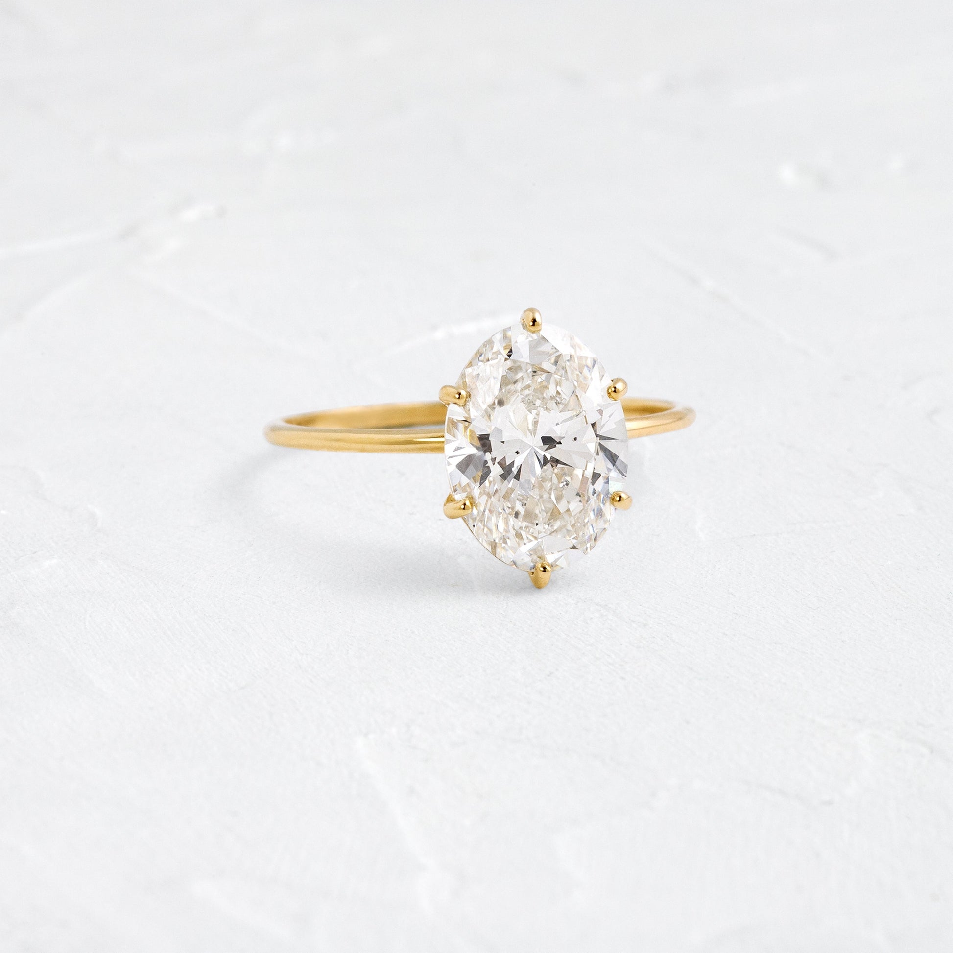 Solitaire Six Prong-Oval Lab Grown Diamond Engagement Ring - Front view