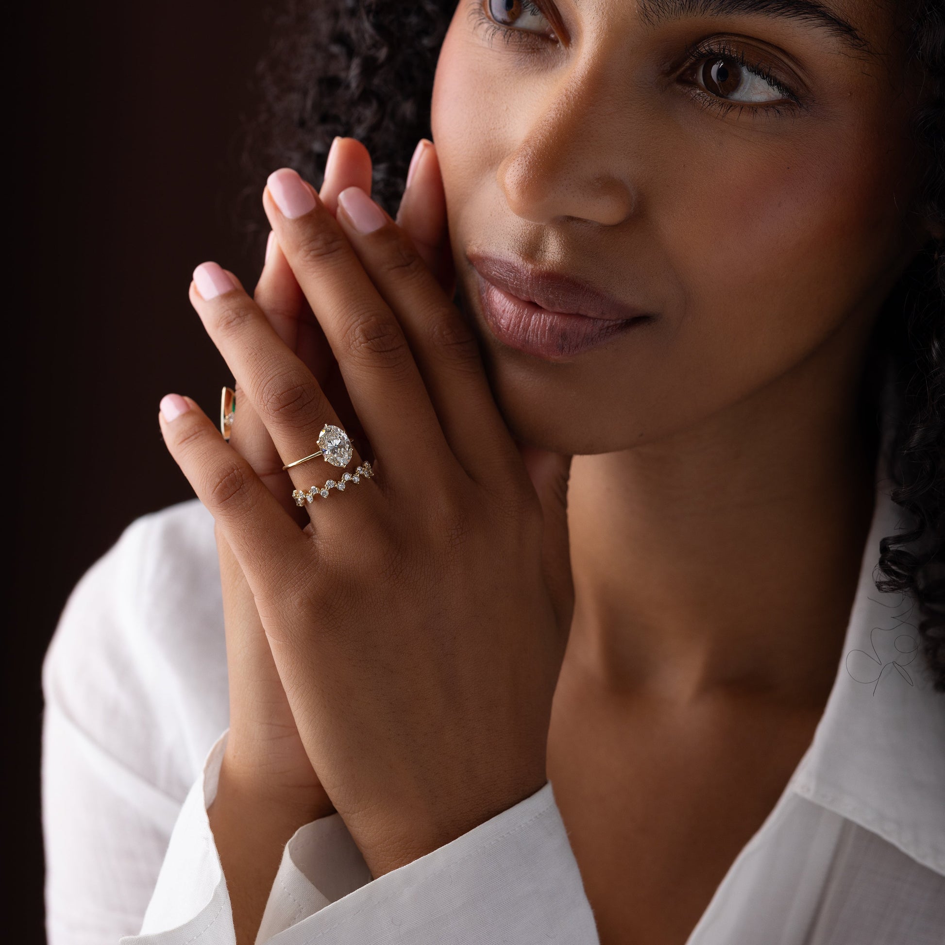 Solitaire Six Prong-Oval Lab Grown Diamond Engagement Ring - Detail view