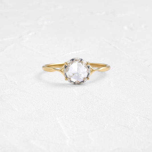 Solitaire & Split Shank-Rose Cut Lab Grown Diamond Engagement Ring - Front view