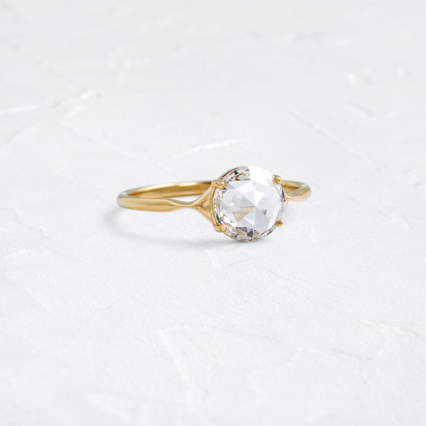 Solitaire & Split Shank-Rose Cut Lab Grown Diamond Engagement Ring - Front view