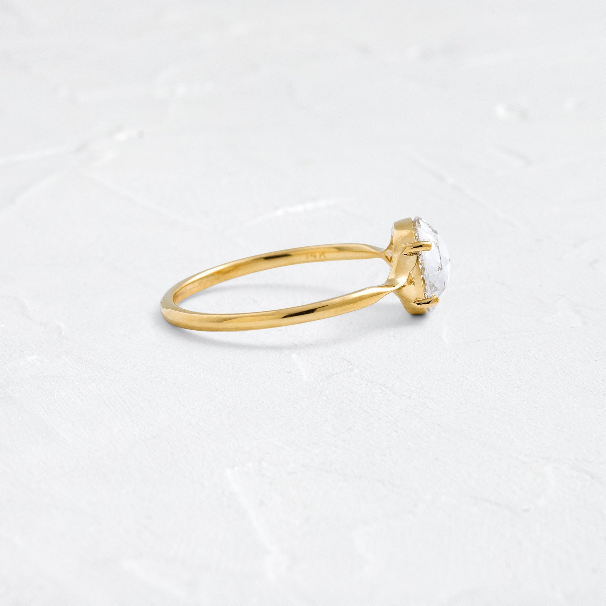 Solitaire & Split Shank-Rose Cut Lab Grown Diamond Engagement Ring - Side view