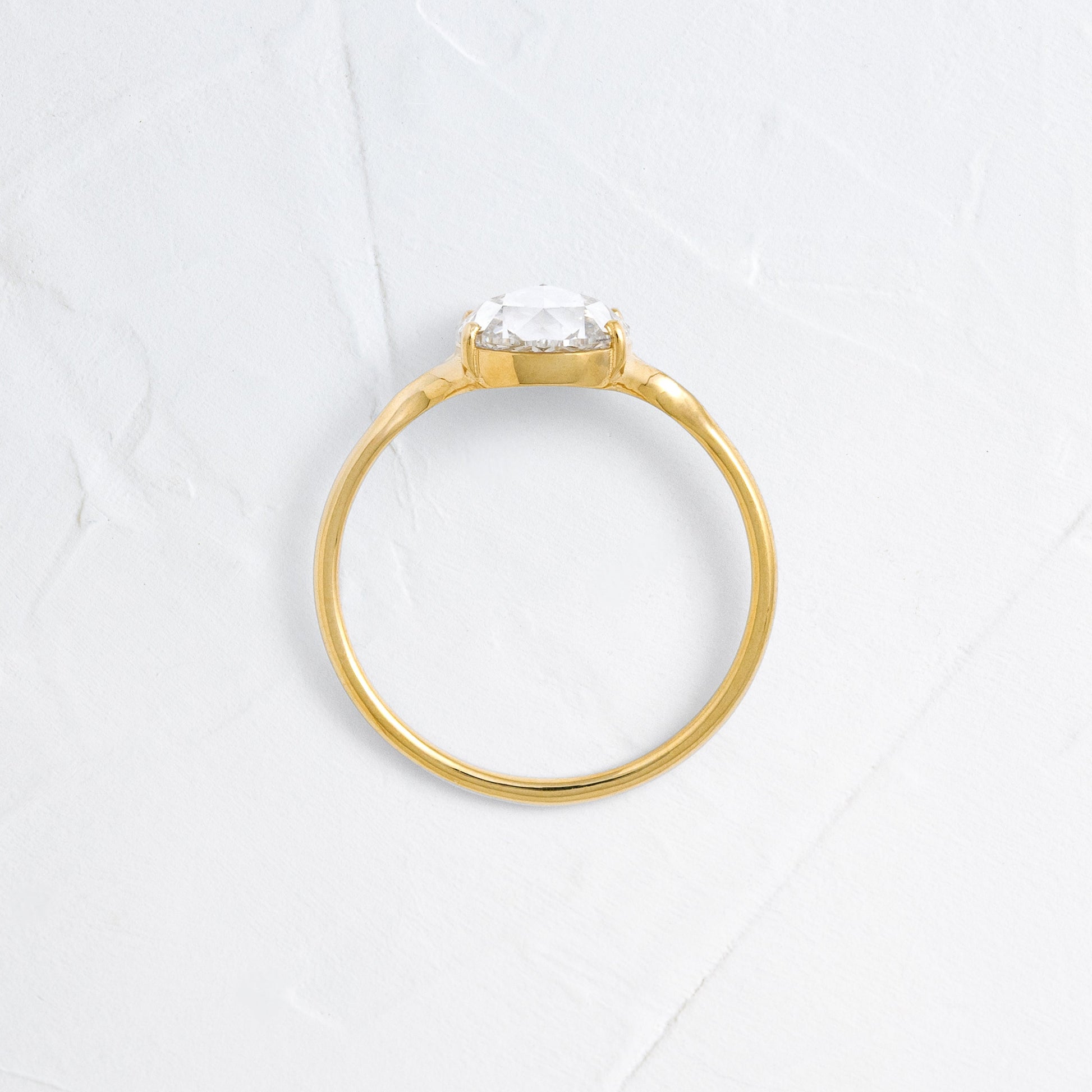 Solitaire & Split Shank-Rose Cut Lab Grown Diamond Engagement Ring - Back view