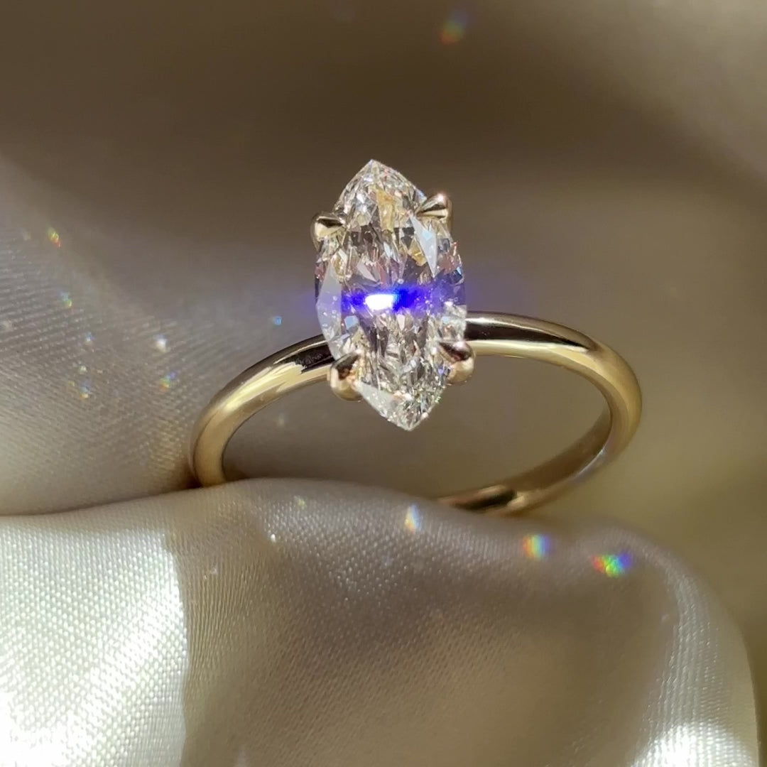 Solitaire Style-Marquise Lab Grown Diamond Engagement Ring - Front view
