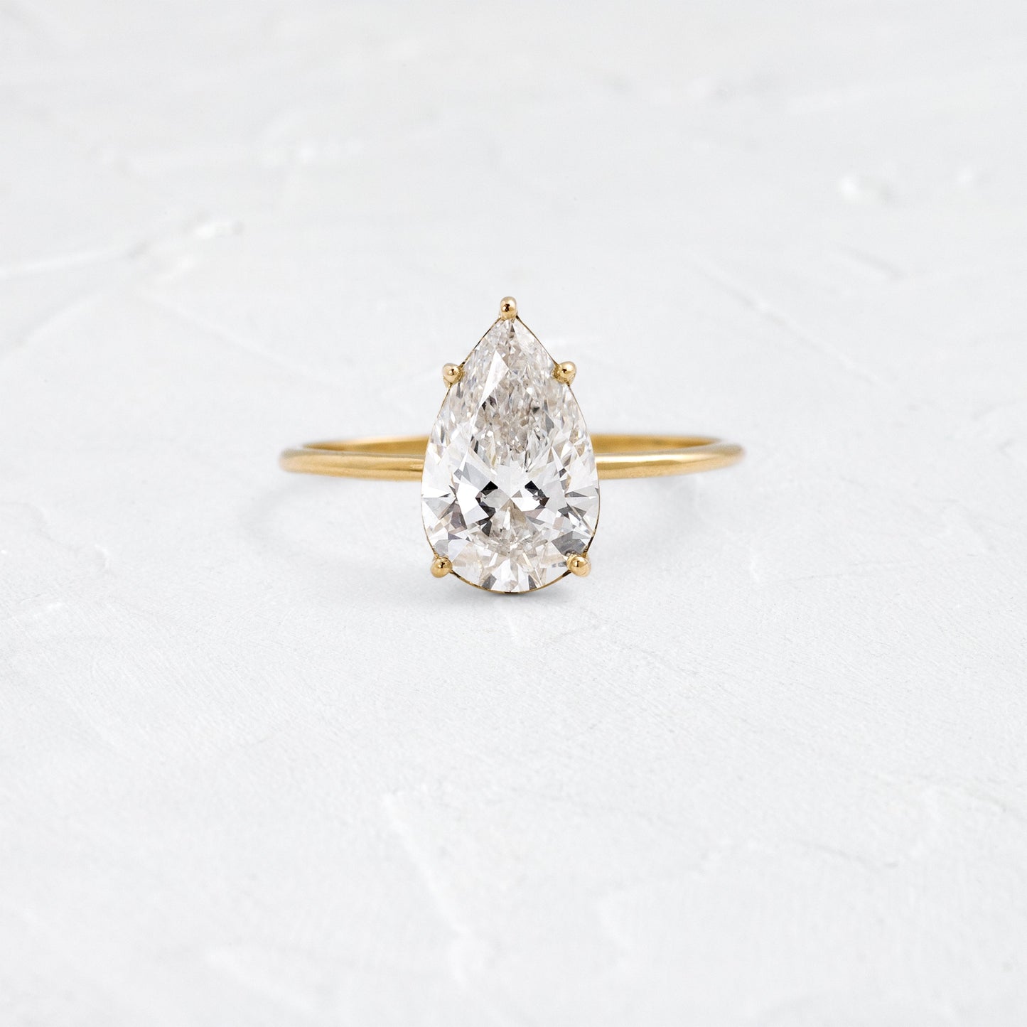 Solitaire Style-Pear Lab Grown Diamond Engagement Ring - Front view