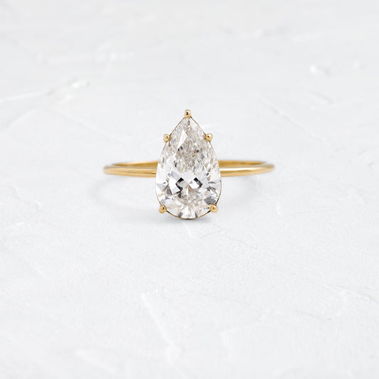 Solitaire Style-Pear Lab Grown Diamond Engagement Ring - Front view