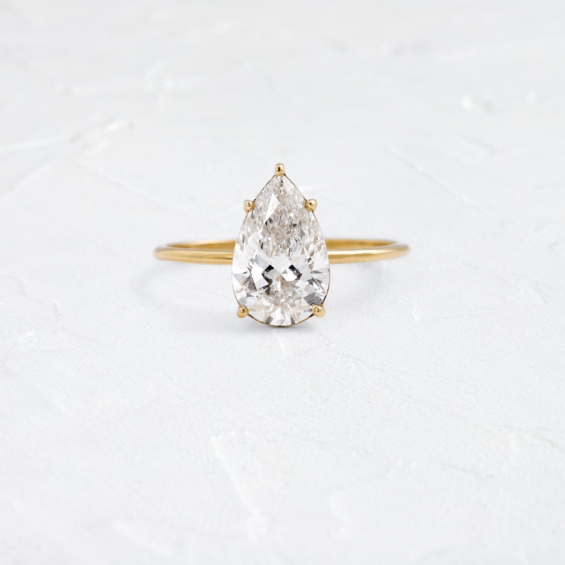 Solitaire Style-Pear Lab Grown Diamond Engagement Ring - Front view