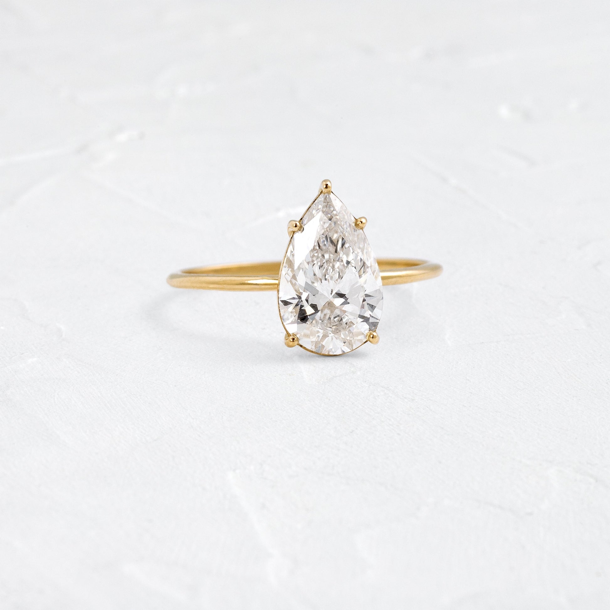 Solitaire Style-Pear Lab Grown Diamond Engagement Ring - Front view