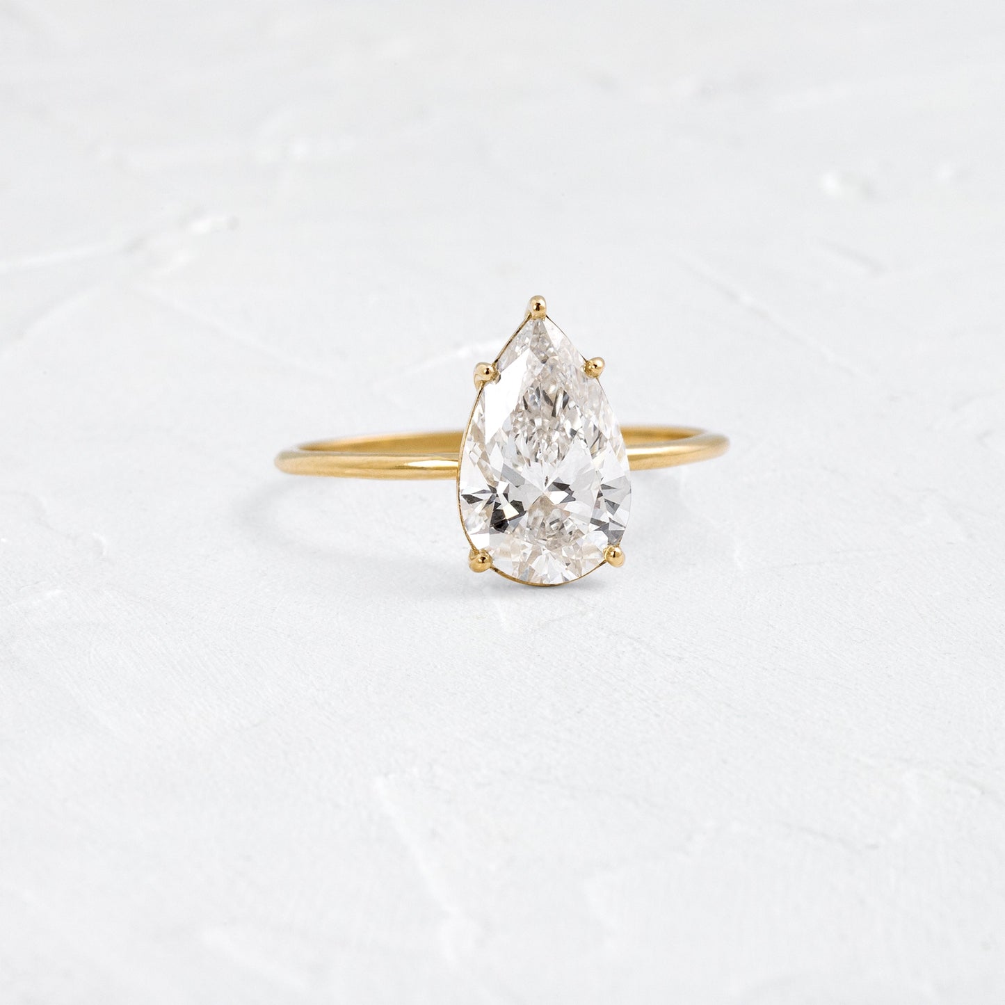 Solitaire Style-Pear Lab Grown Diamond Engagement Ring - Front view