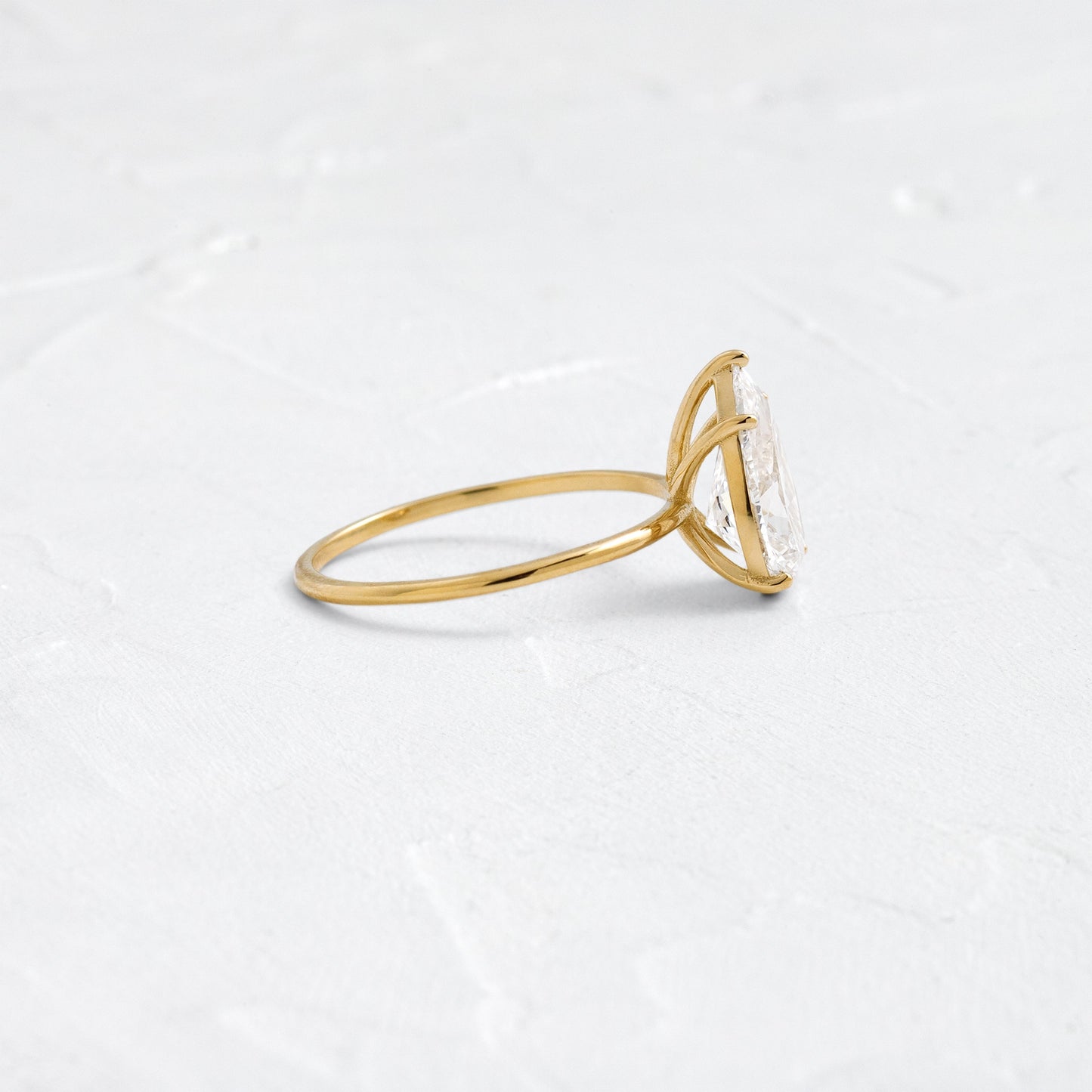 Solitaire Style-Pear Lab Grown Diamond Engagement Ring - Side view