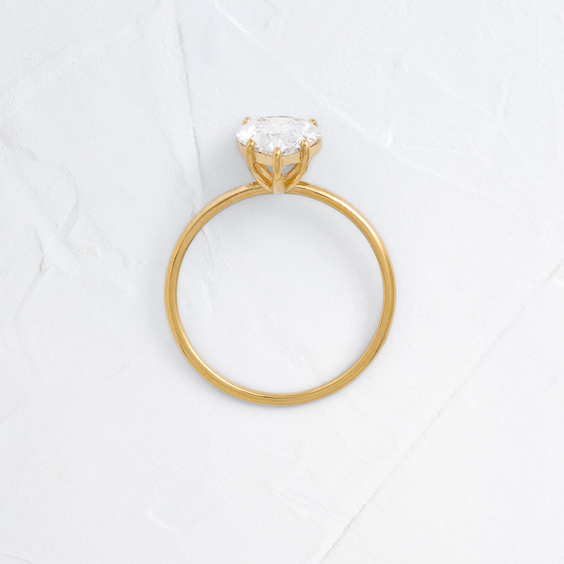 Solitaire Style-Pear Lab Grown Diamond Engagement Ring - Back view