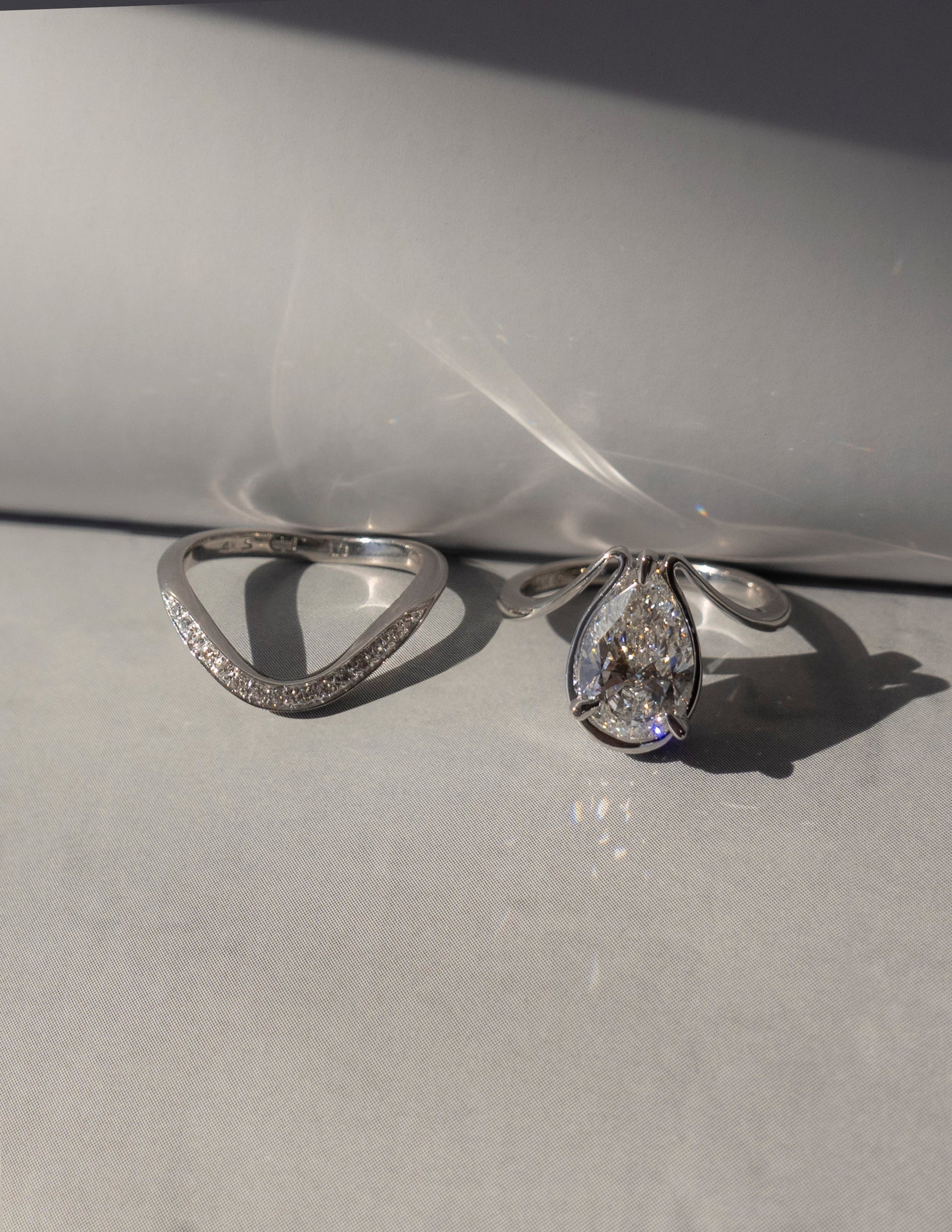 Solitaire Tear Drop Shank-Pear Lab Grown Diamond Engagement Ring - Back view