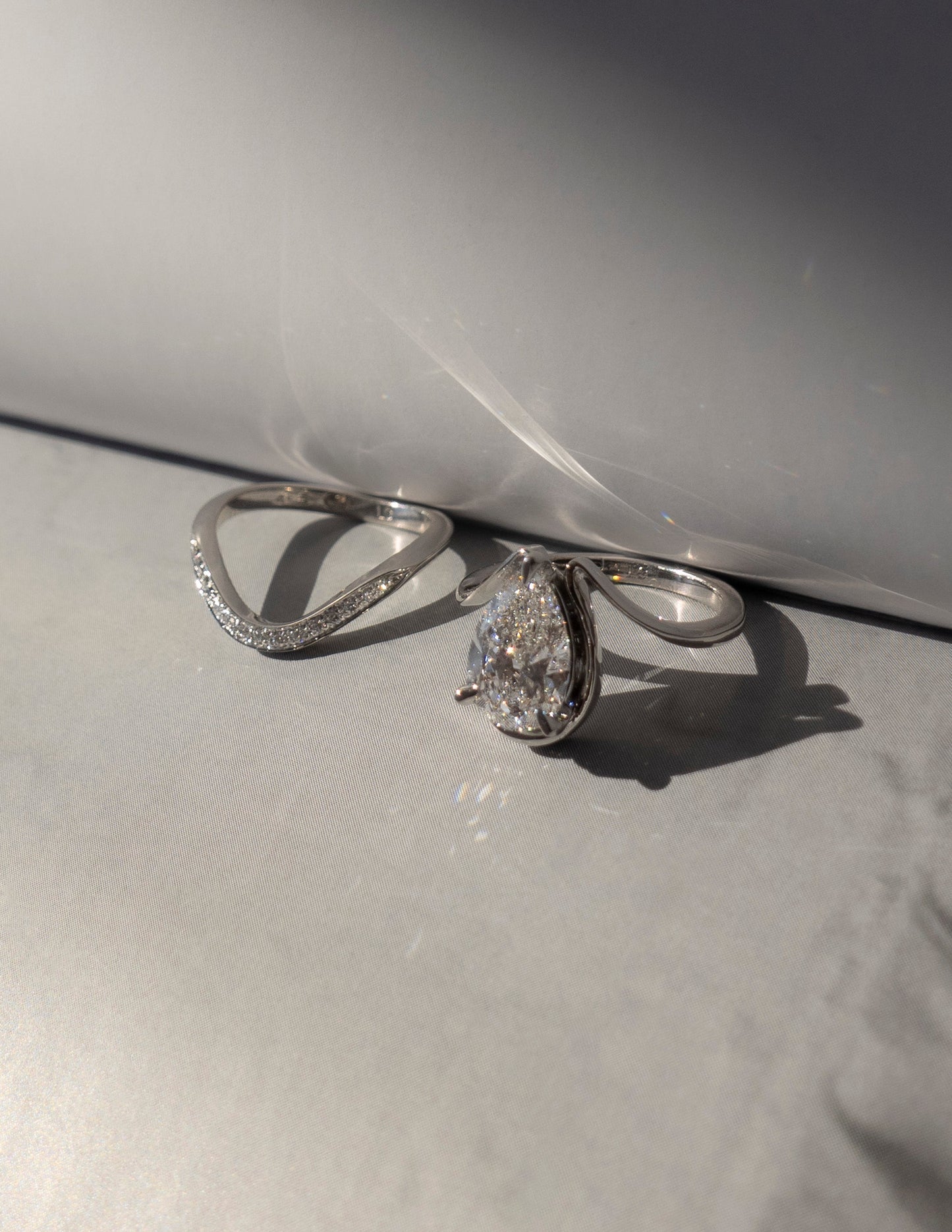 Solitaire Tear Drop Shank-Pear Lab Grown Diamond Engagement Ring - Detail view