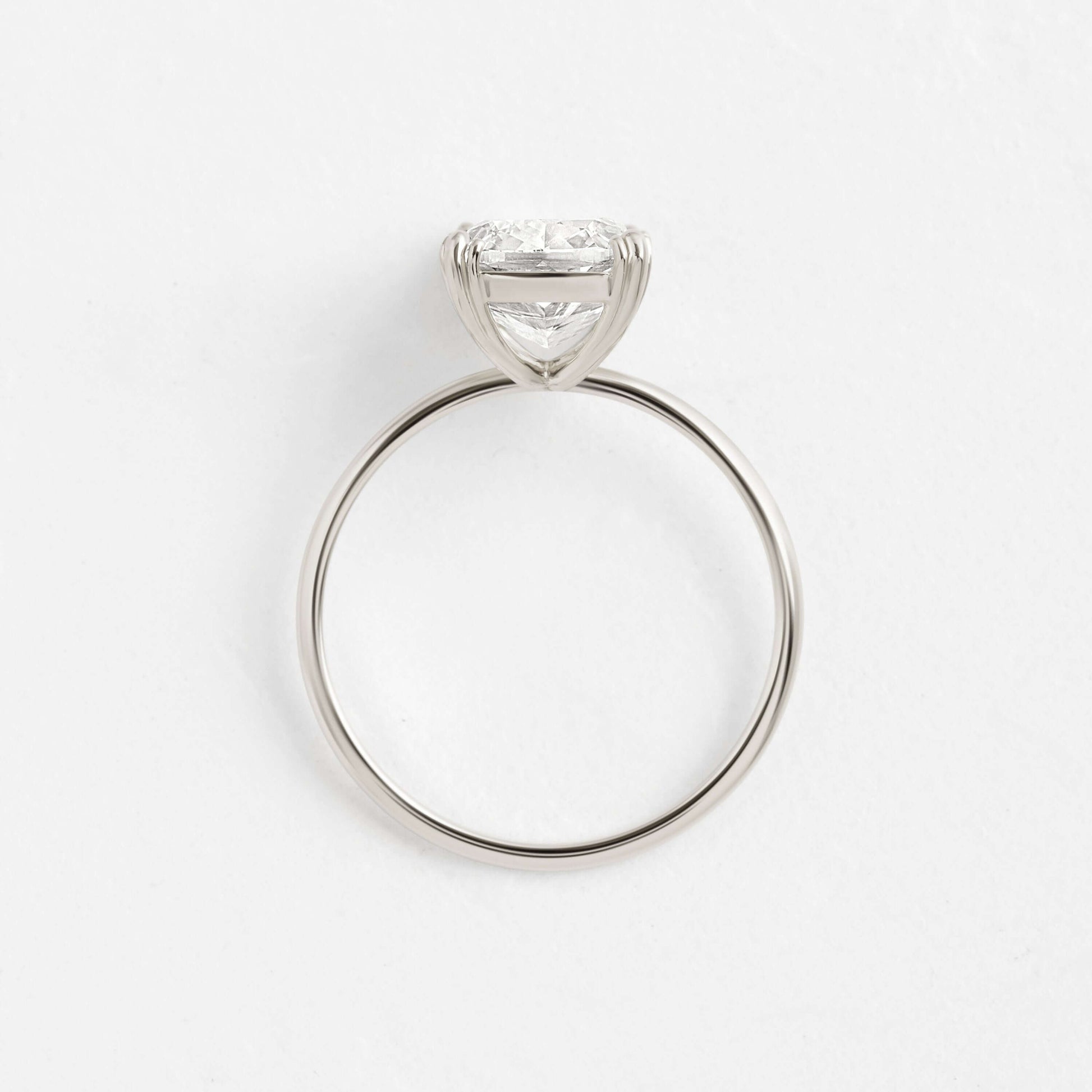 Solitaire Triple Prong-Elongated Cushion Lab Grown Diamond Engagement Ring - Back view