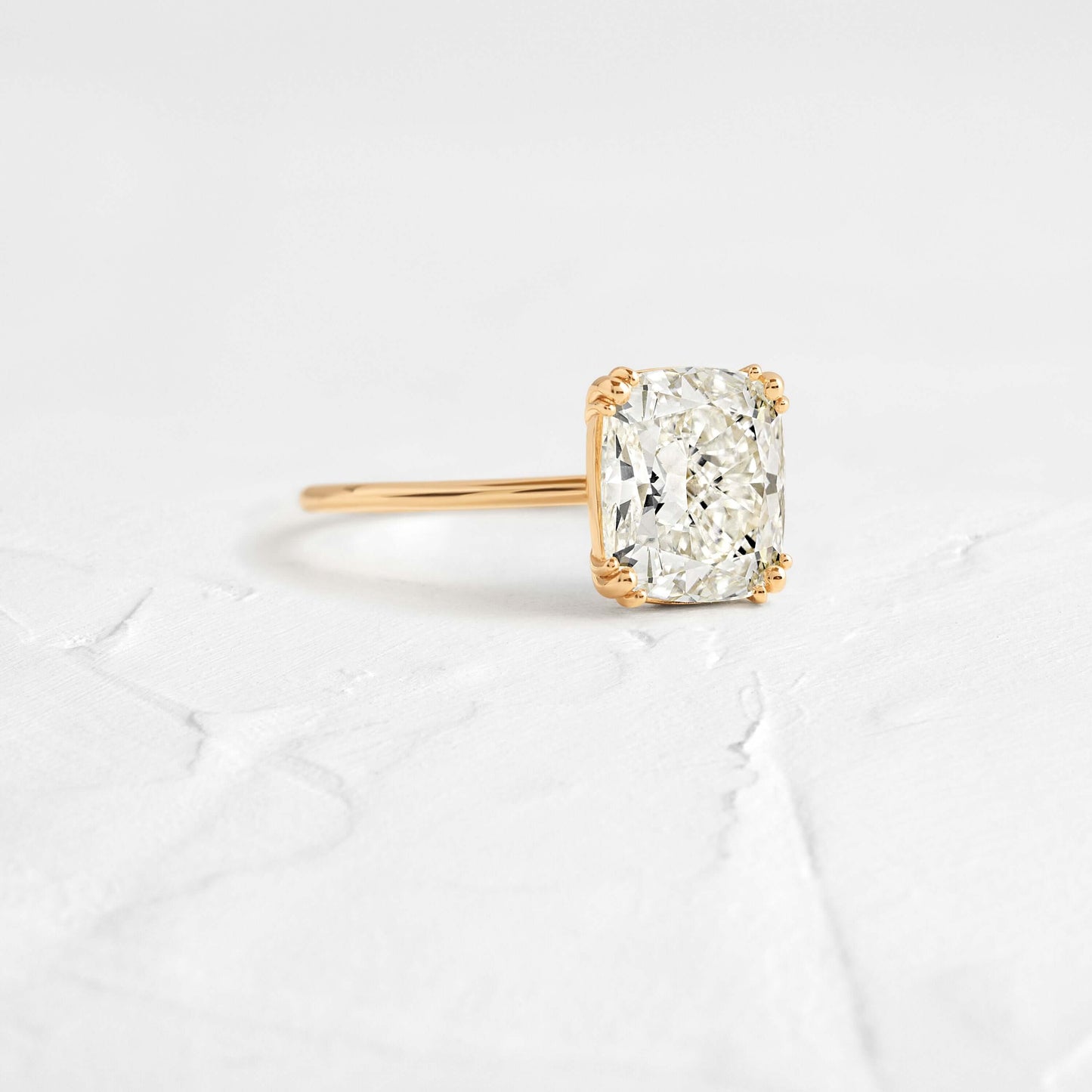 Solitaire Triple Prong-Elongated Cushion Lab Grown Diamond Engagement Ring - Front view