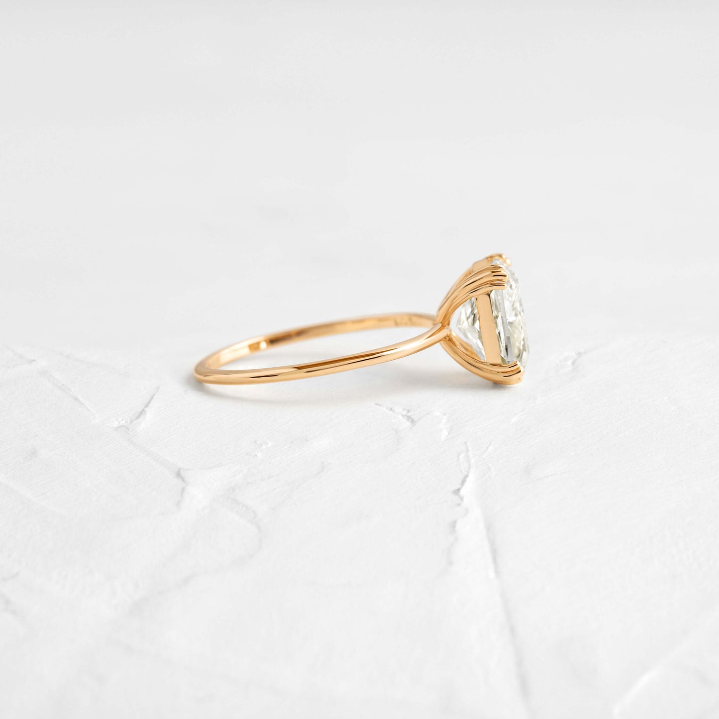 Solitaire Triple Prong-Elongated Cushion Lab Grown Diamond Engagement Ring - Side view