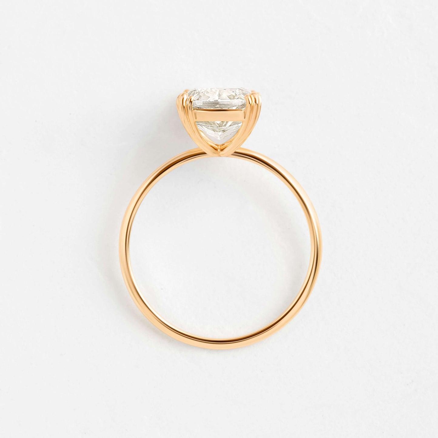 Solitaire Triple Prong-Elongated Cushion Lab Grown Diamond Engagement Ring - Back view