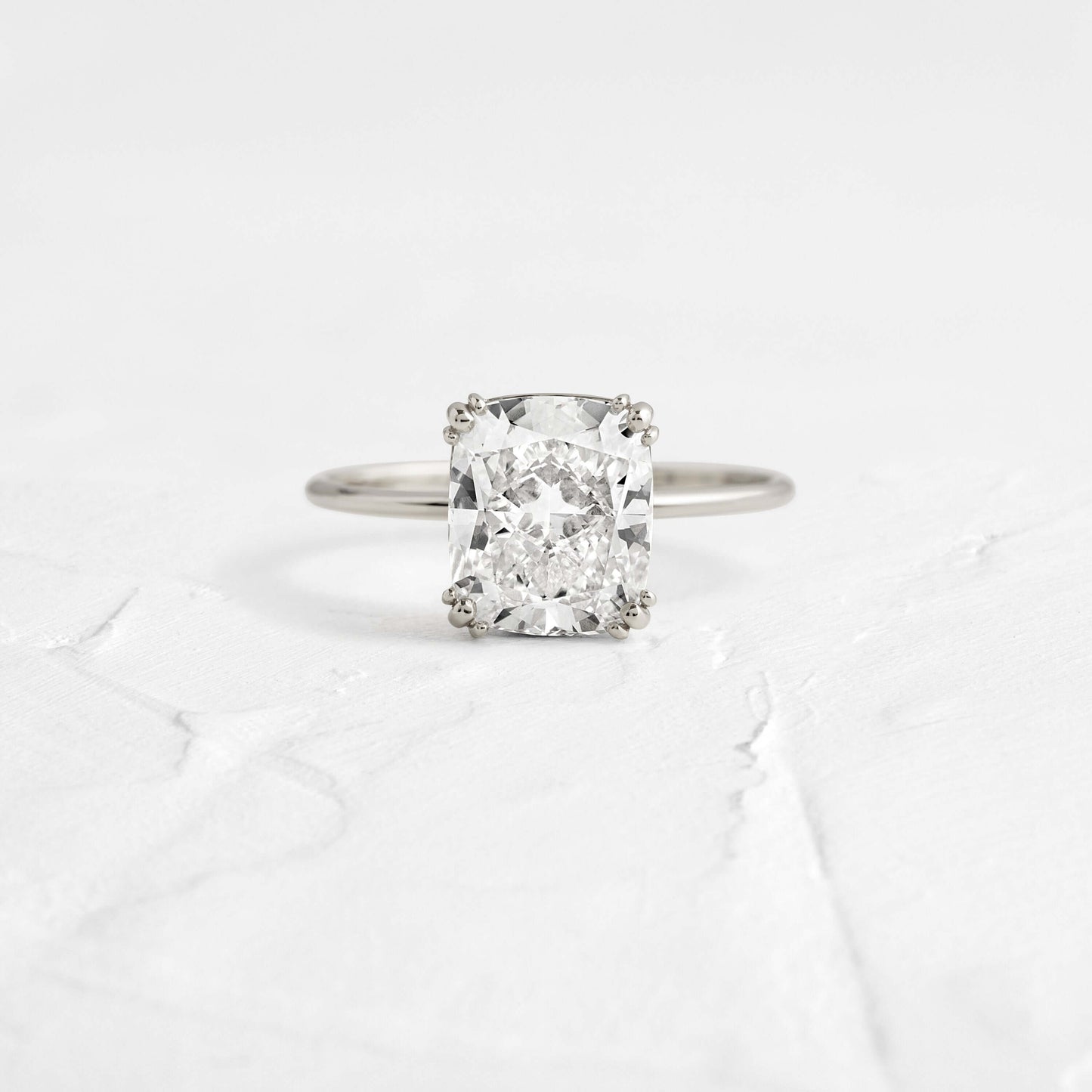 Solitaire Triple Prong-Elongated Cushion Lab Grown Diamond Engagement Ring - Lifestyle