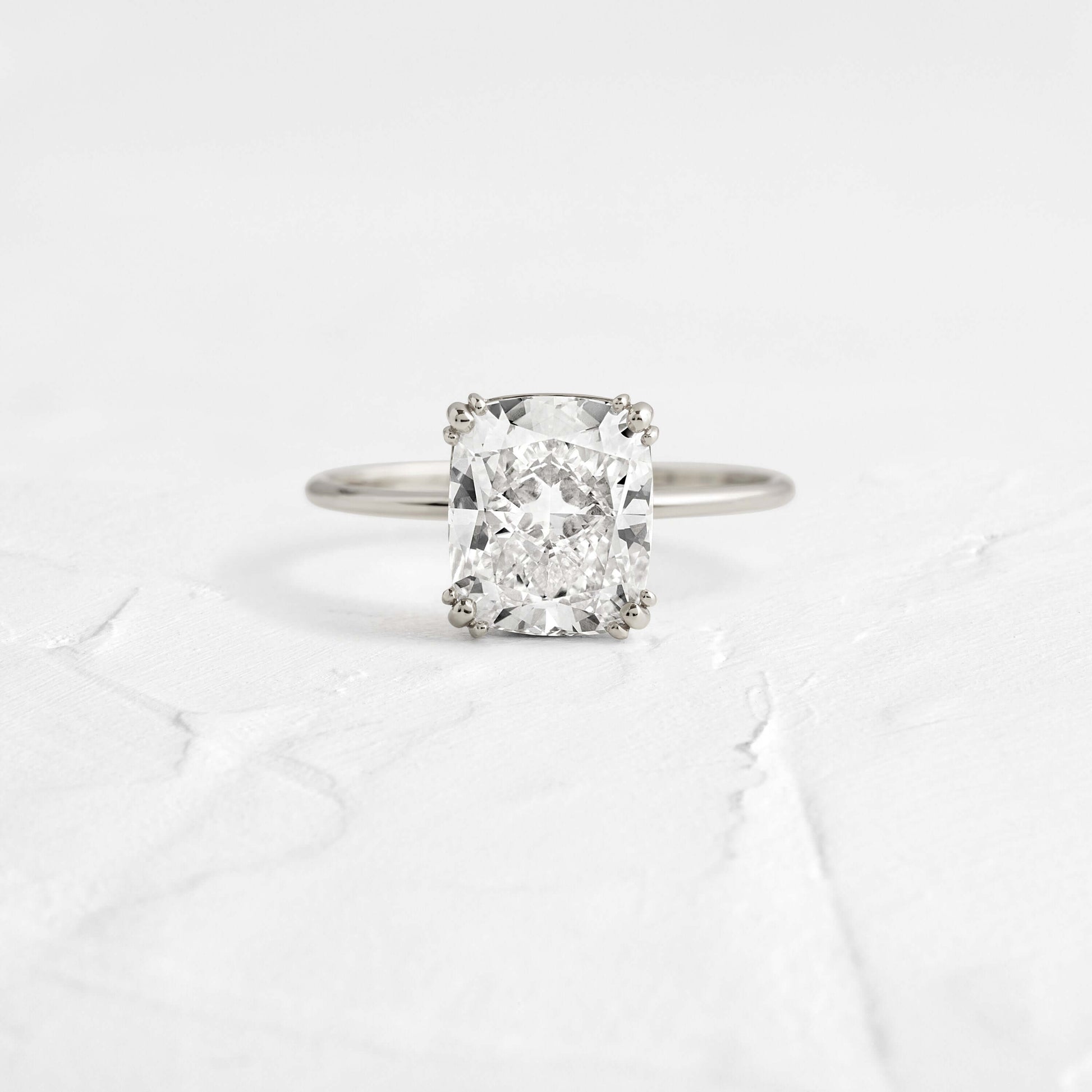 Solitaire Triple Prong-Elongated Cushion Lab Grown Diamond Engagement Ring - Lifestyle