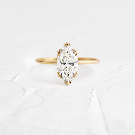 Solitaire Triple Prong-Marquise Lab Grown Diamond Engagement Ring - Front view