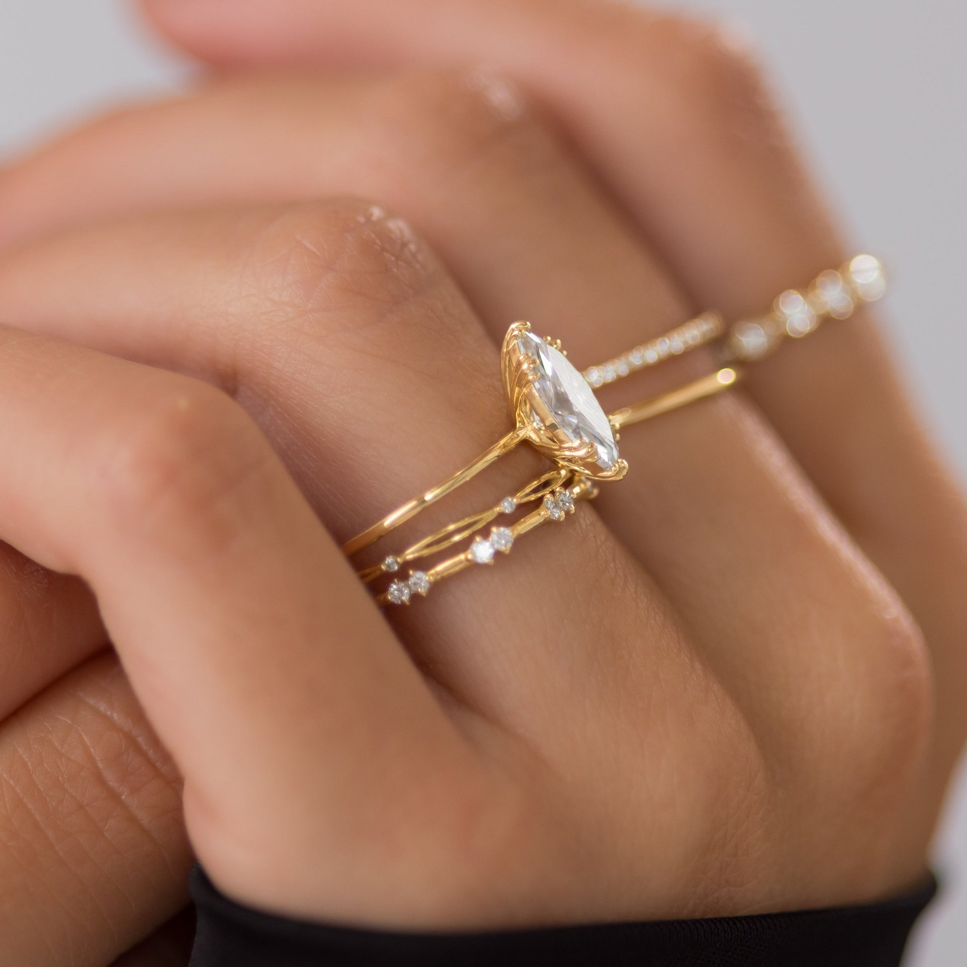 Solitaire Triple Prong-Marquise Lab Grown Diamond Engagement Ring - Detail view