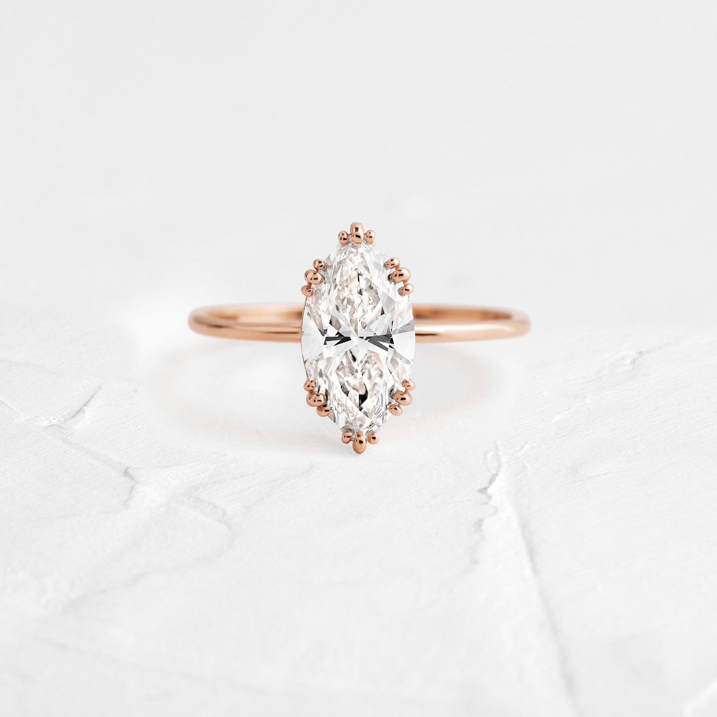 Solitaire Triple Prong-Marquise Lab Grown Diamond Engagement Ring - On model