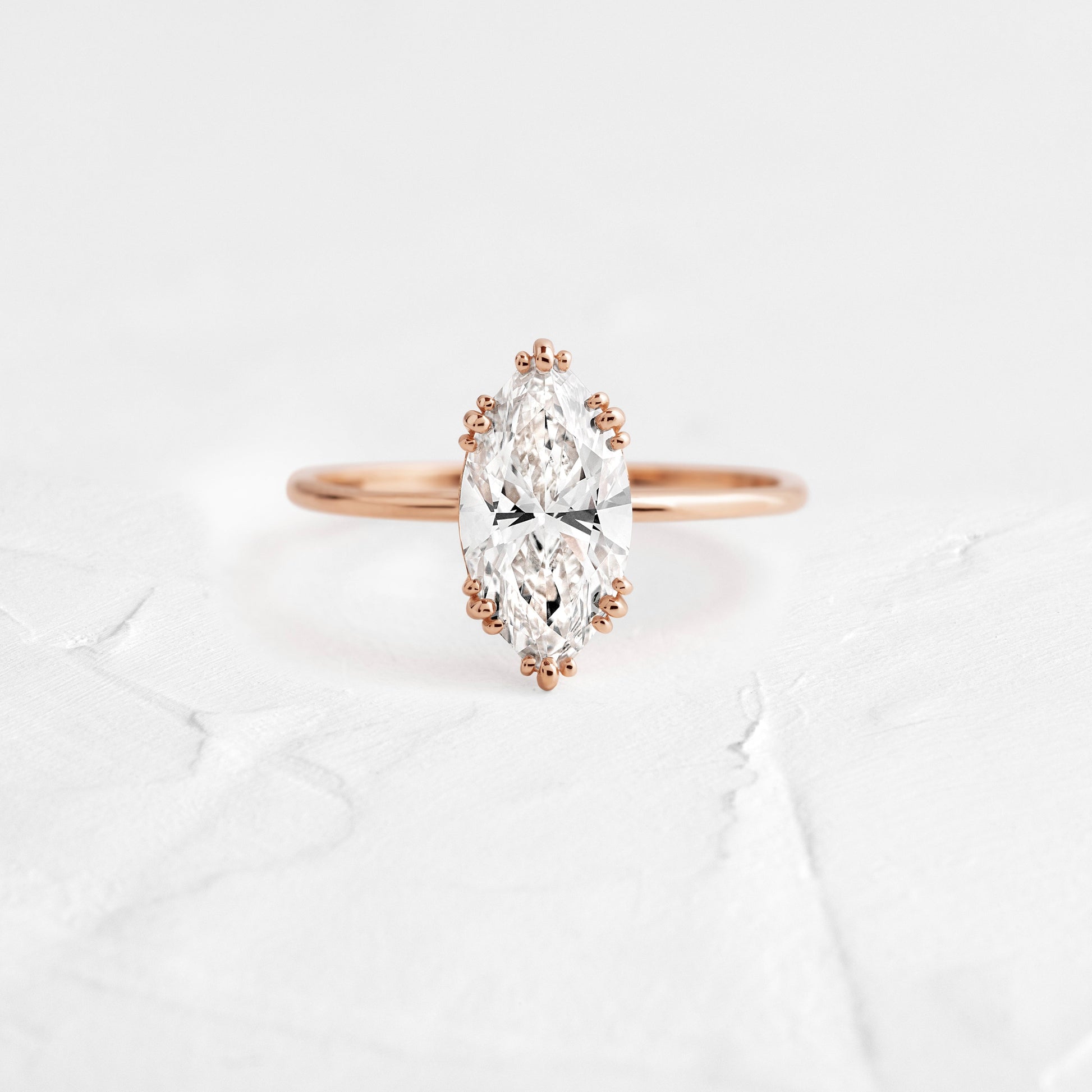 Solitaire Triple Prong-Marquise Lab Grown Diamond Engagement Ring - On model