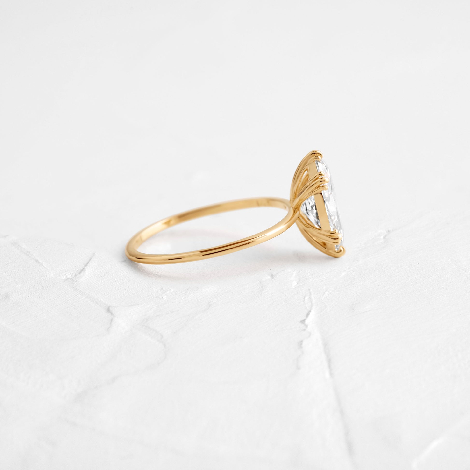 Solitaire Triple Prong-Marquise Lab Grown Diamond Engagement Ring - Side view