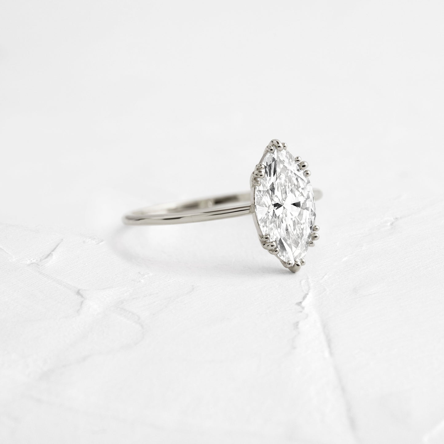 Solitaire Triple Prong-Marquise Lab Grown Diamond Engagement Ring - Front view