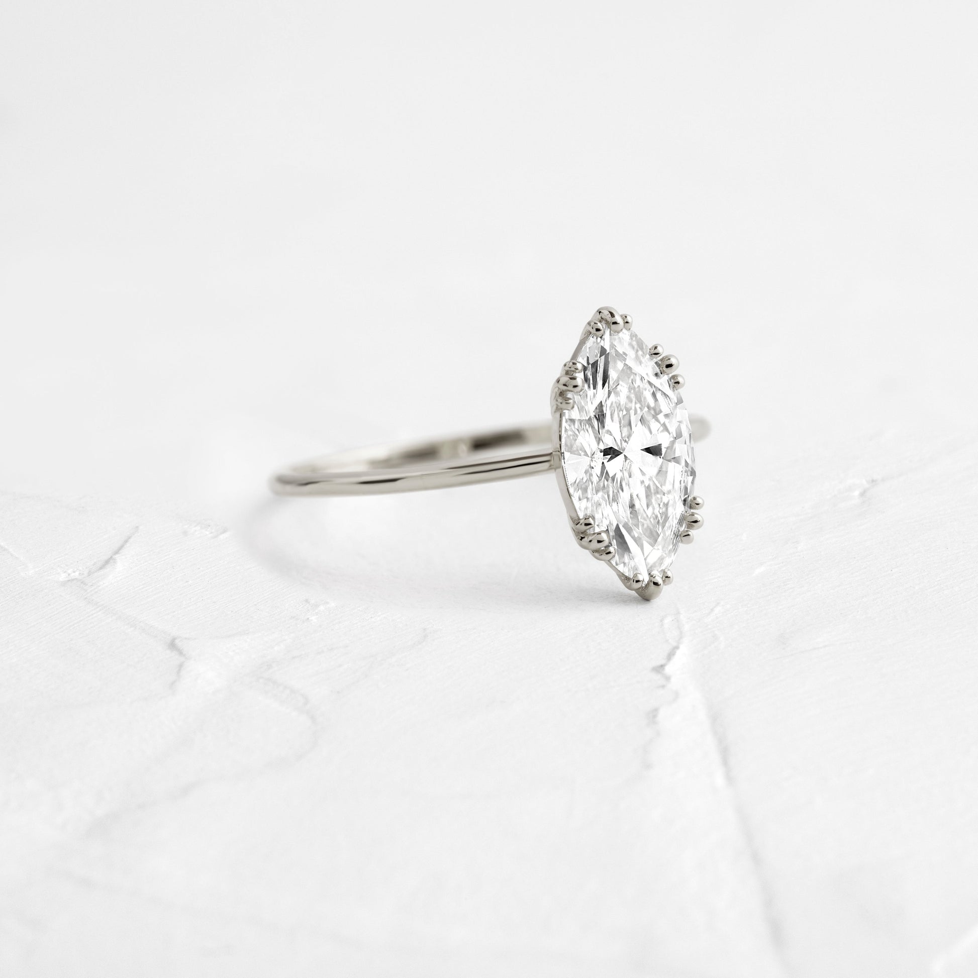 Solitaire Triple Prong-Marquise Lab Grown Diamond Engagement Ring - Front view