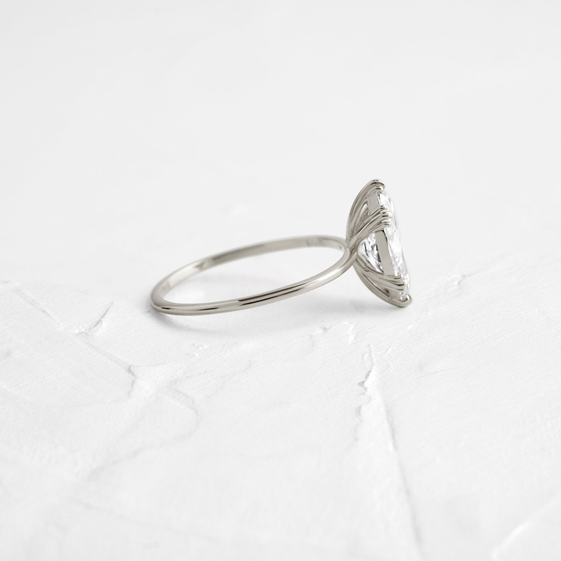 Solitaire Triple Prong-Marquise Lab Grown Diamond Engagement Ring - Side view