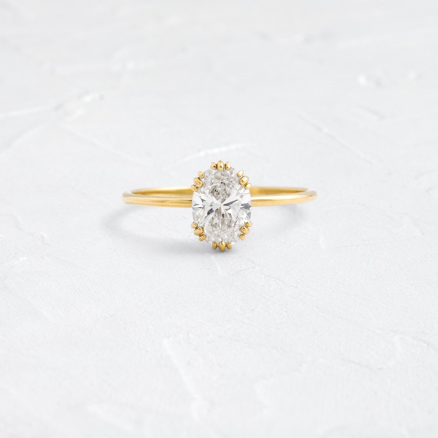Solitaire Triple Prong-Oval Lab Grown Diamond Engagement Ring - Front view