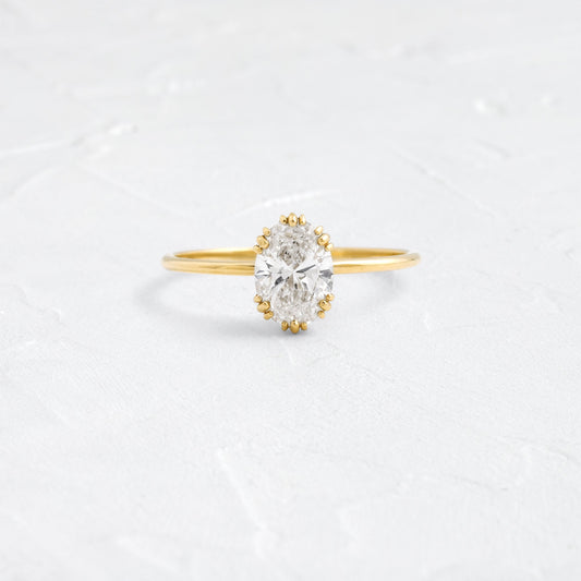 Solitaire Triple Prong-Oval Lab Grown Diamond Engagement Ring - Front view