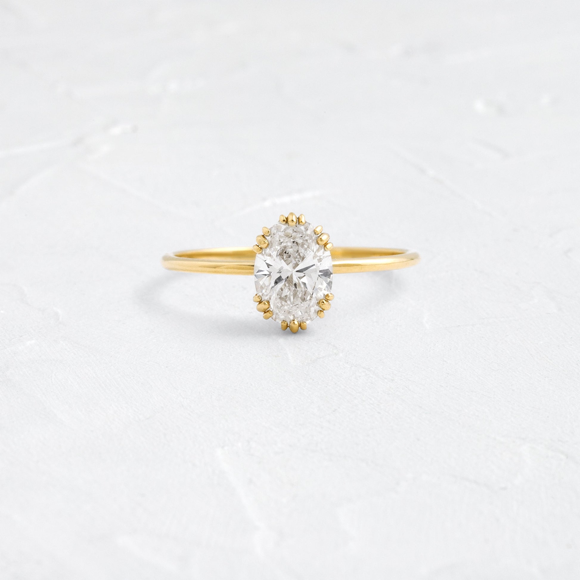 Solitaire Triple Prong-Oval Lab Grown Diamond Engagement Ring - Front view