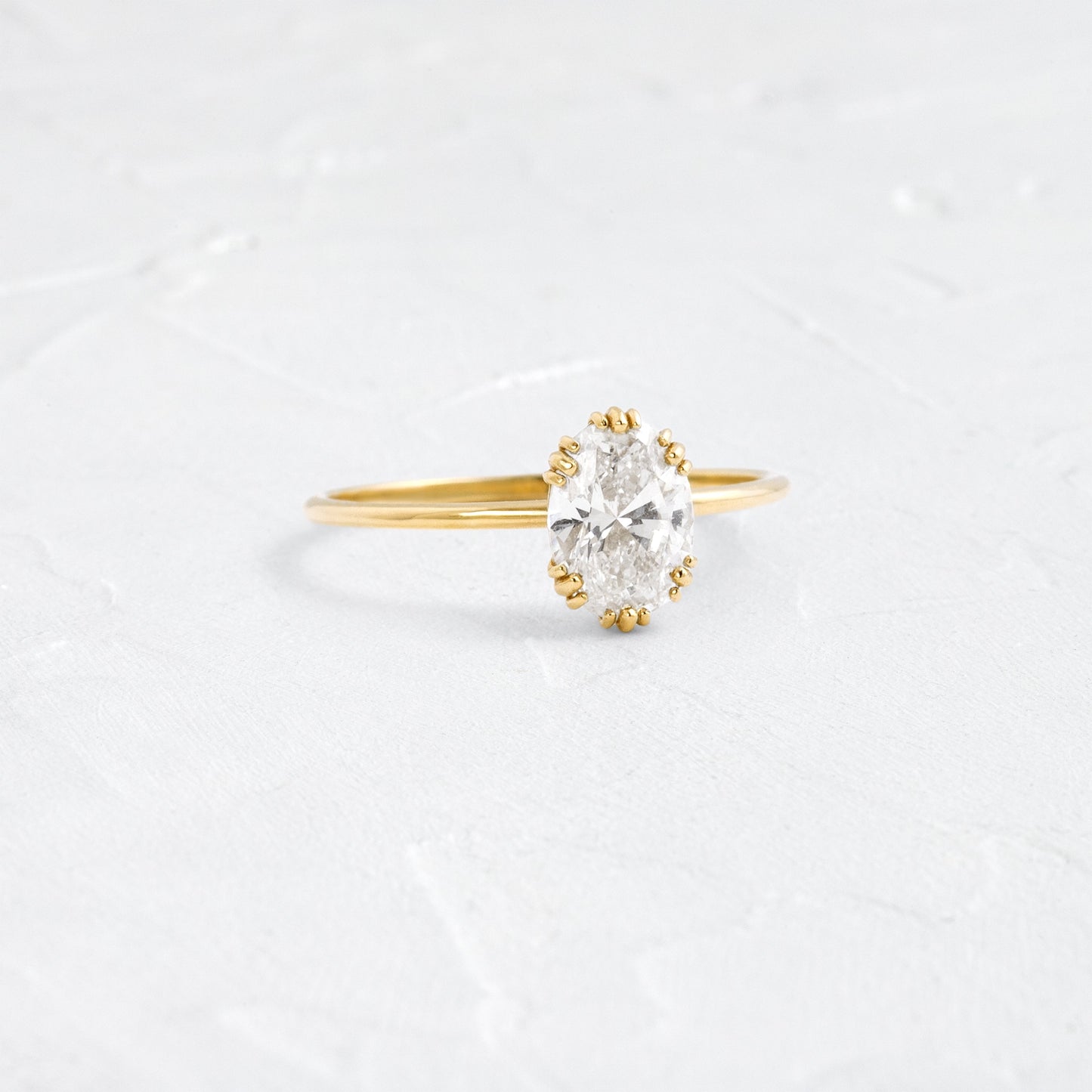 Solitaire Triple Prong-Oval Lab Grown Diamond Engagement Ring - Front view