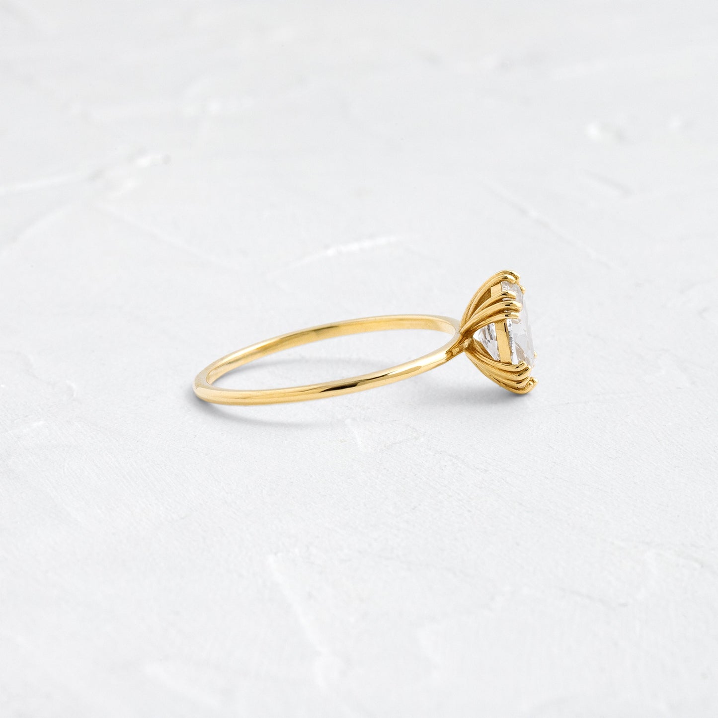 Solitaire Triple Prong-Oval Lab Grown Diamond Engagement Ring - Side view