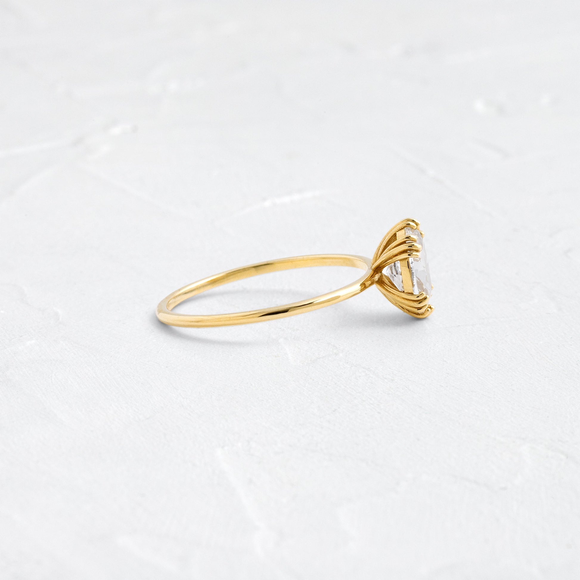 Solitaire Triple Prong-Oval Lab Grown Diamond Engagement Ring - Side view
