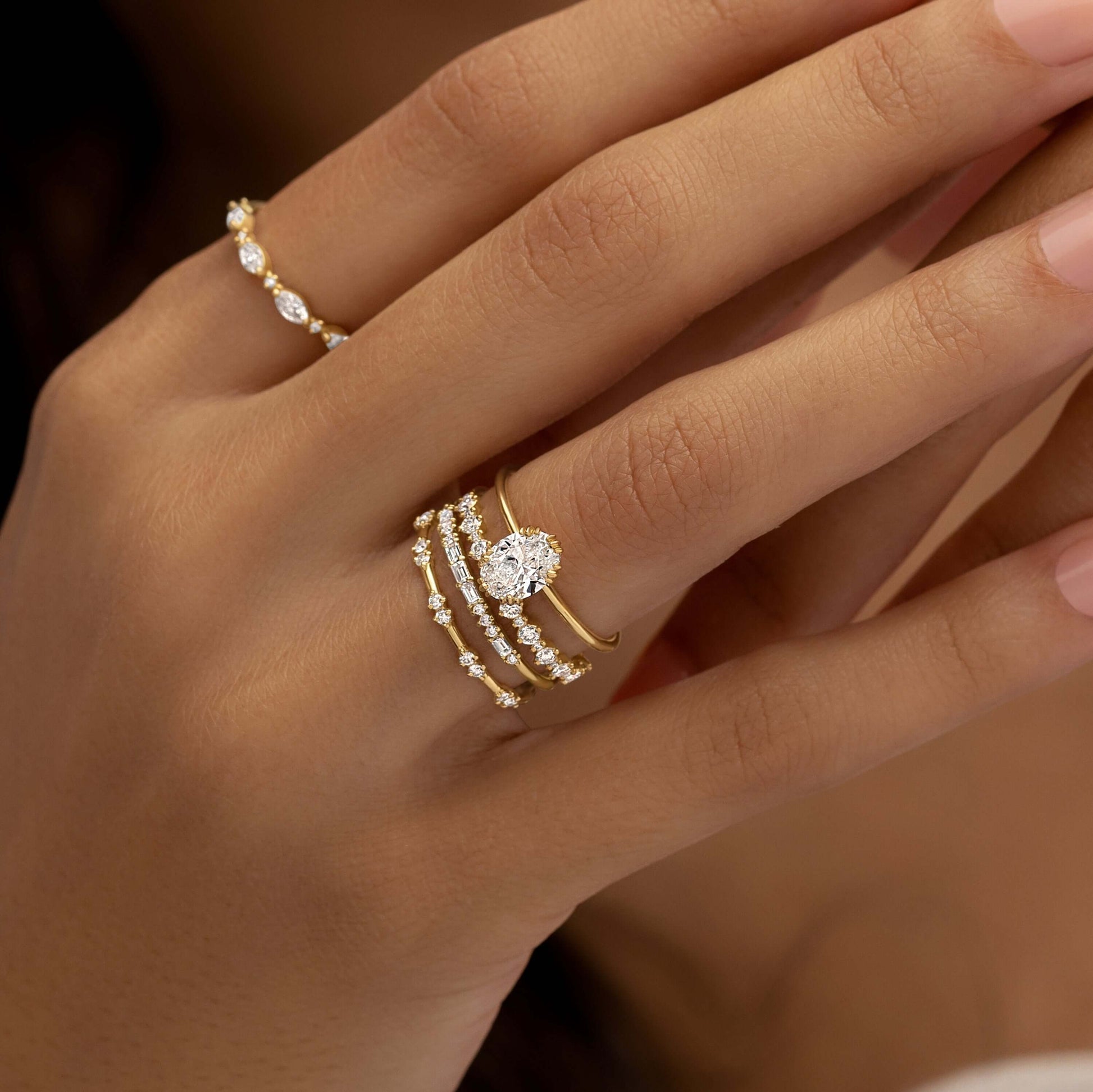 Solitaire Triple Prong-Oval Lab Grown Diamond Engagement Ring - Lifestyle