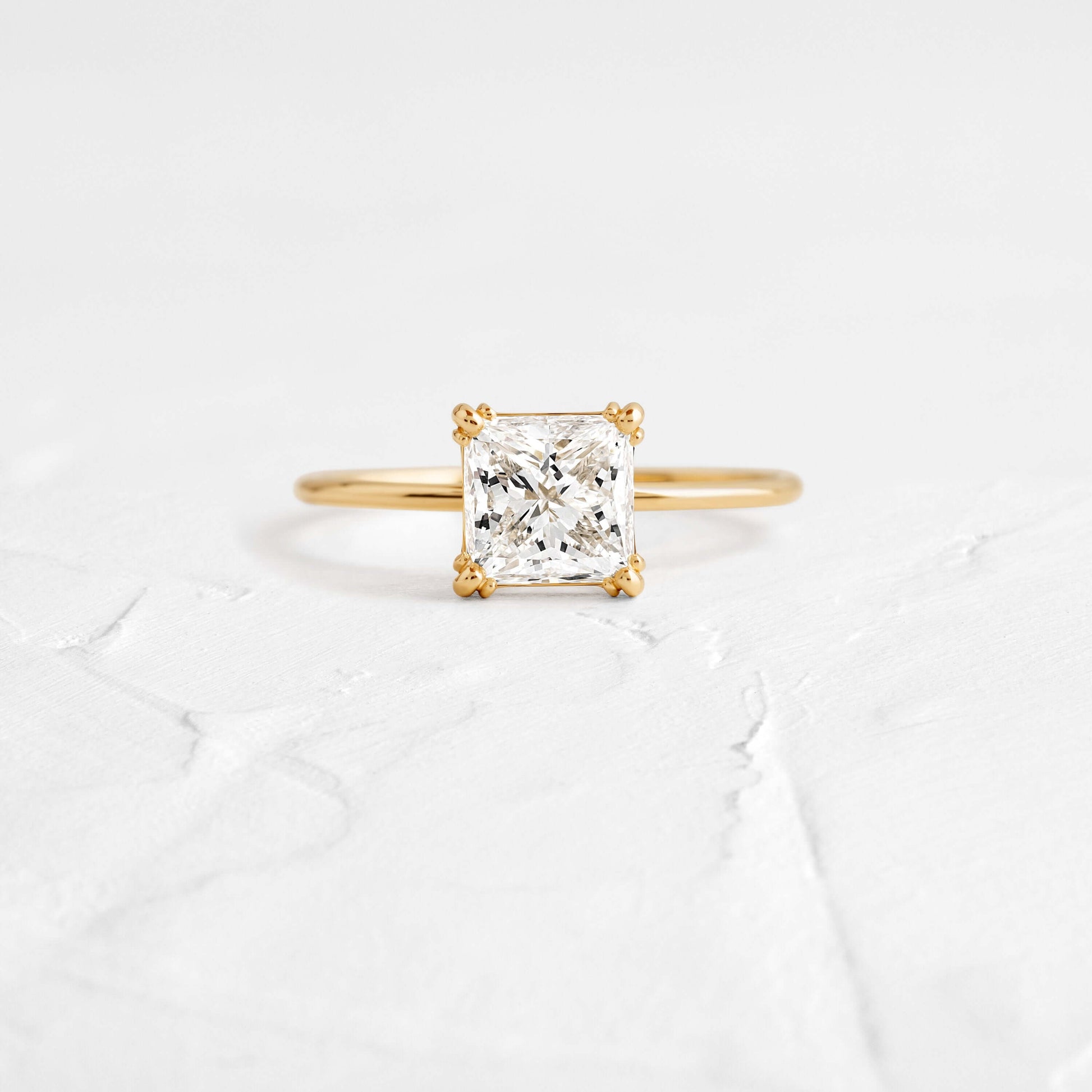 Solitaire Triple Prong-Princess Lab Grown Diamond Engagement Ring - Front view