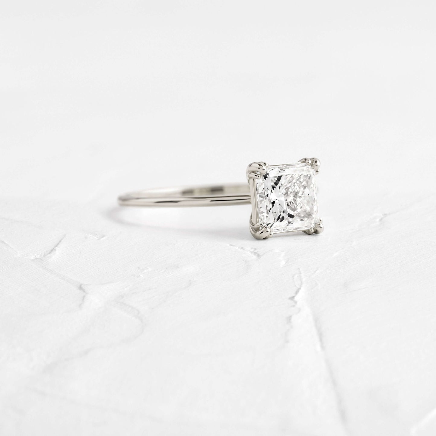 Solitaire Triple Prong-Princess Lab Grown Diamond Engagement Ring - Back view