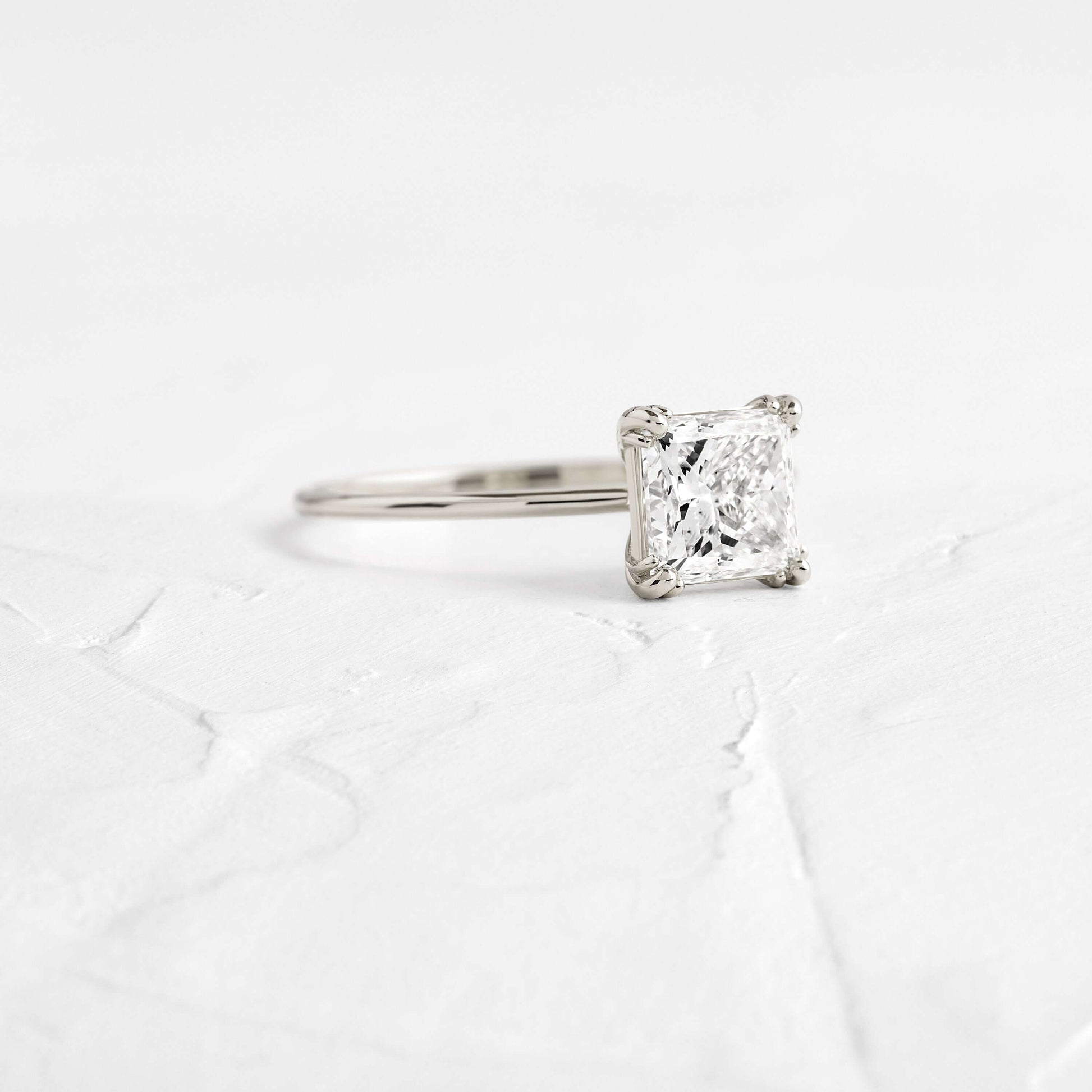 Solitaire Triple Prong-Princess Lab Grown Diamond Engagement Ring - Back view