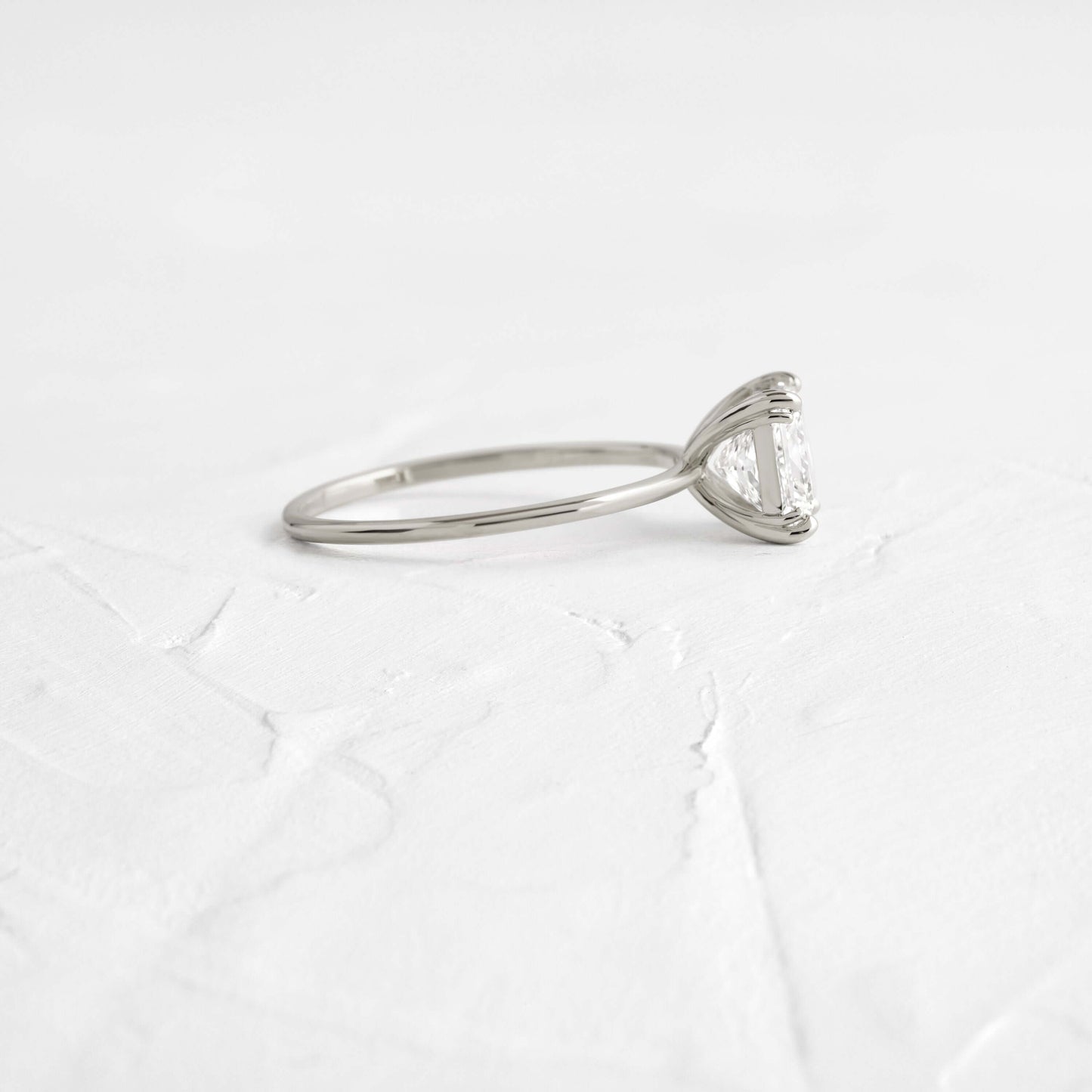 Solitaire Triple Prong-Princess Lab Grown Diamond Engagement Ring - Detail view