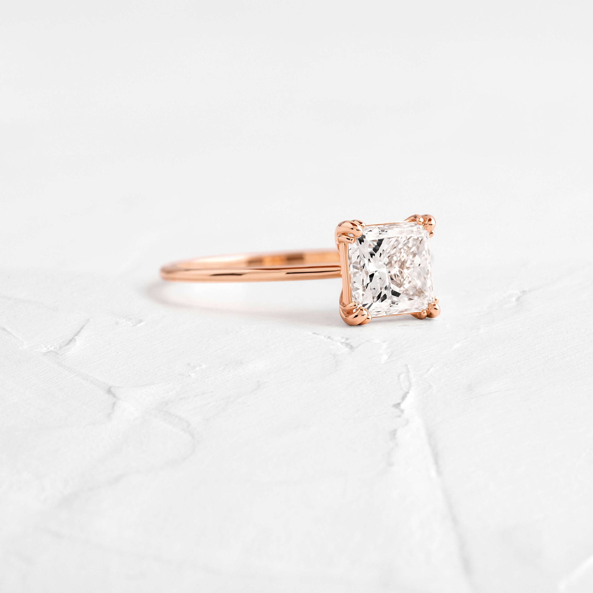 Solitaire Triple Prong-Princess Lab Grown Diamond Engagement Ring - Lifestyle