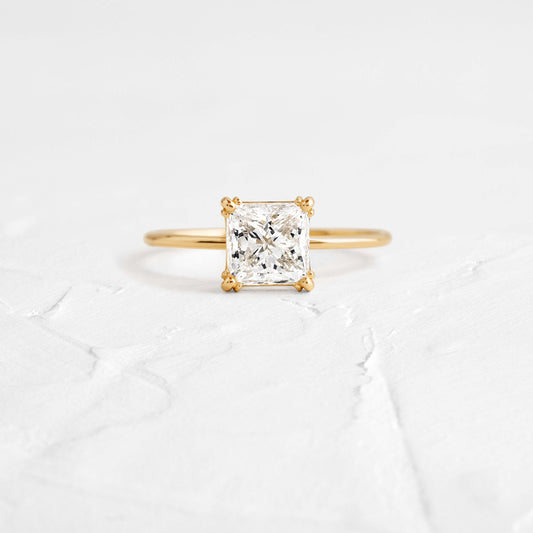 Solitaire Triple Prong-Princess Lab Grown Diamond Engagement Ring - Front view
