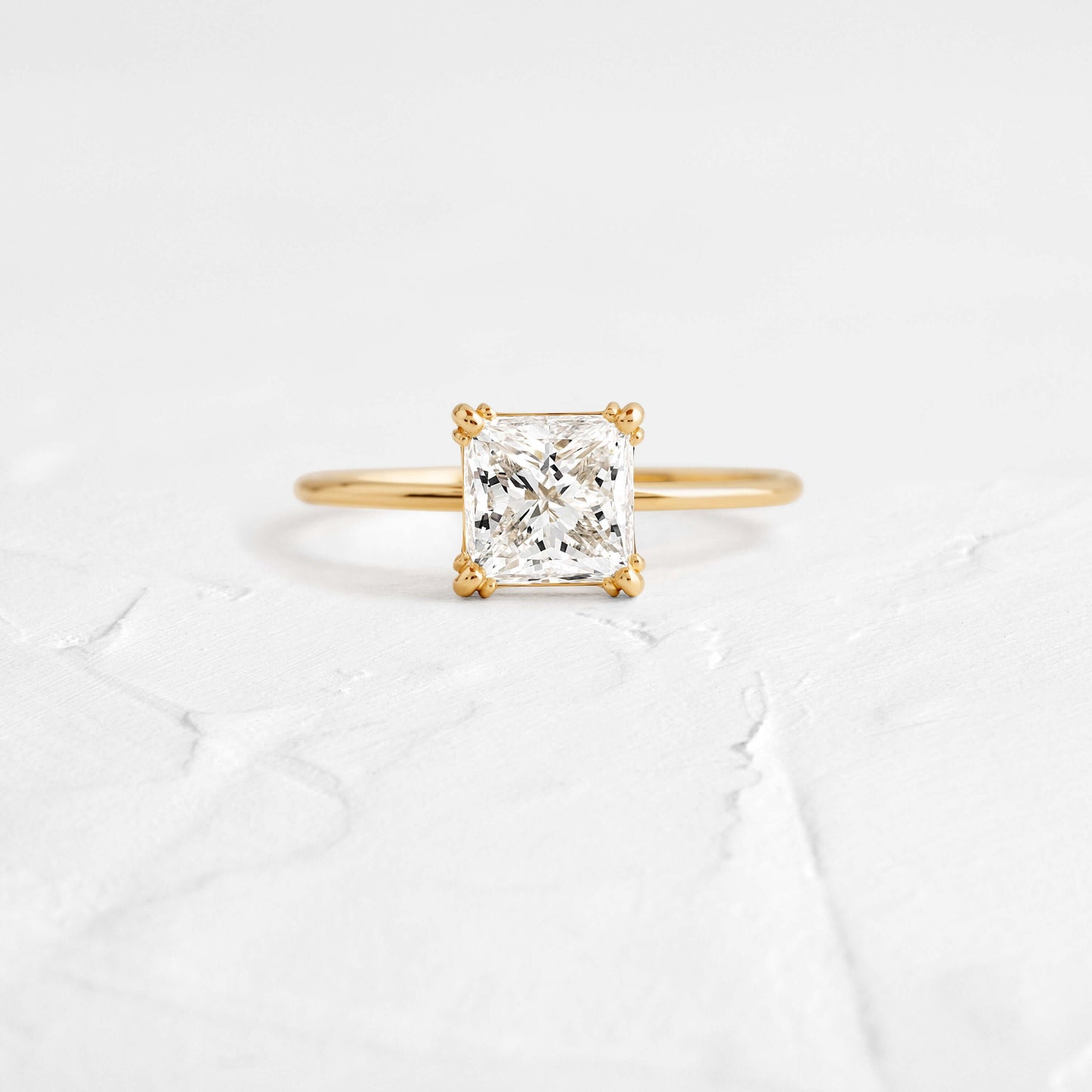 Solitaire Triple Prong-Princess Lab Grown Diamond Engagement Ring - Front view