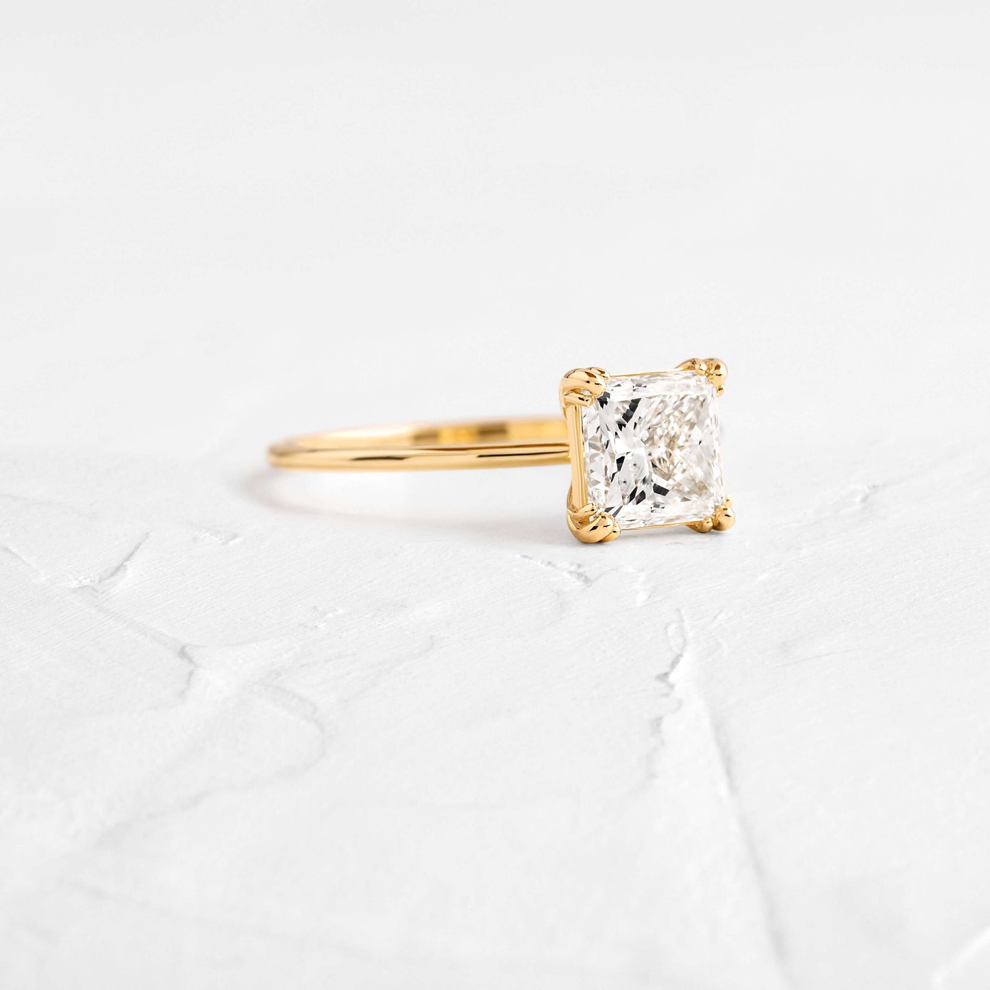 Solitaire Triple Prong-Princess Lab Grown Diamond Engagement Ring - Front view
